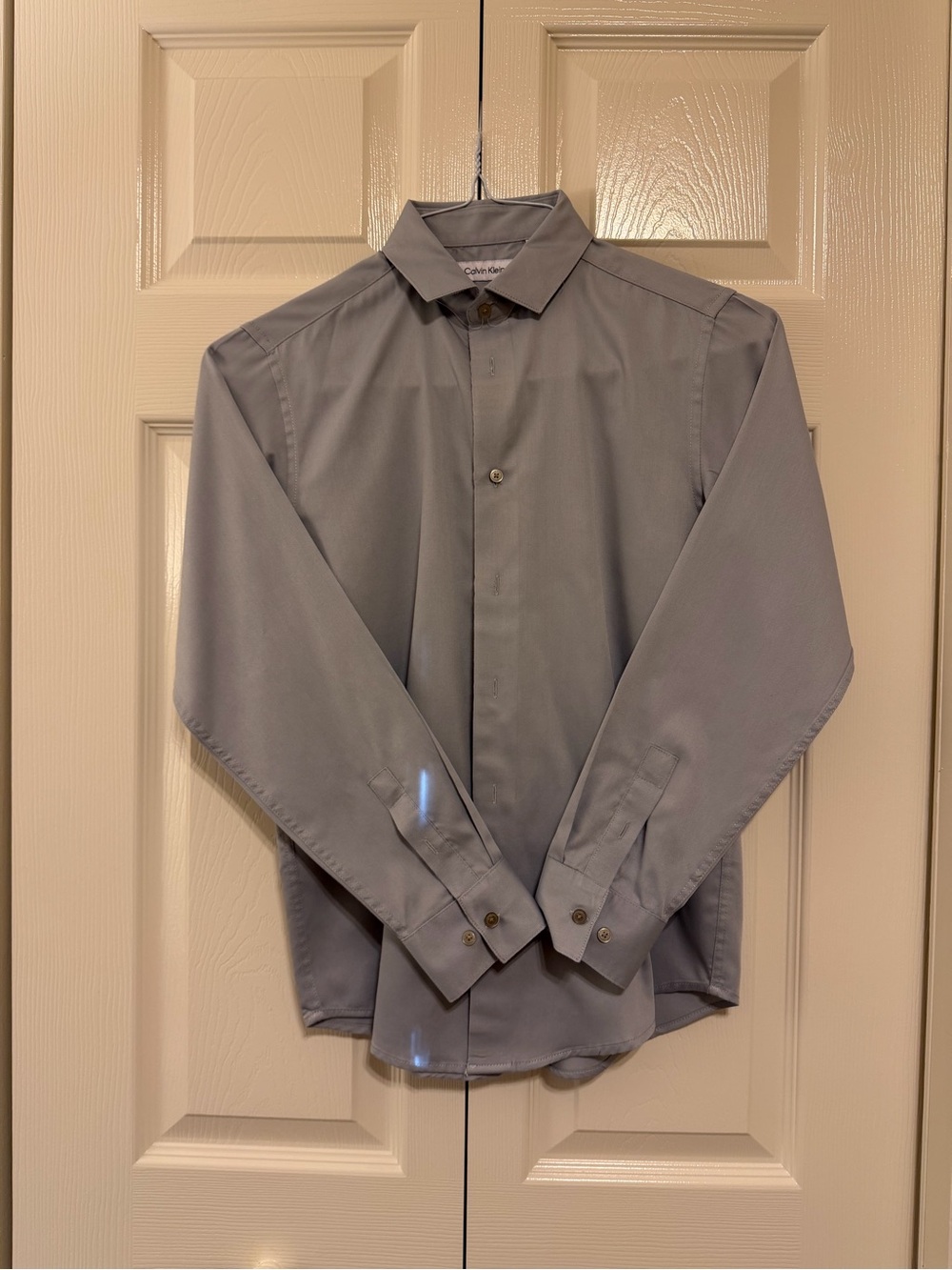 Calvin Klein Boys Light Gray Dress Shirt - Long Sleeve 14R